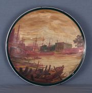 Abelleyra Cabral, La Boca, plato pintado. Dim. 28 cm.