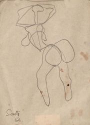 SCOTTI, Ernesto. Desnudo Femenino, dibujo al lpiz. 27 x 21 cm.
