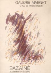 BAZAINE, Jean Reine. Composicin, litografa impresa en colores. 63 x 45, 5 cm.