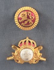Par de insignias de los Ejercitos Sueco y Finlands de bronce dorado y esmalte.