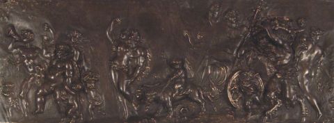 Escena neoclsica, placa en relieve de cobre.