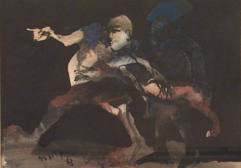 MARTINEZ HOWARD. Hombre que seala, tmpera, 1963. 60 x 48 cm.