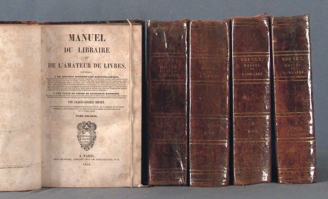 BRUNET Manuel du Libraire et de LAmateur de Livres, 5 tomos. Paris, 1843.