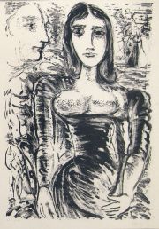 PRESAS, 'Figura de Mujer'. Litografa 21/100 ao 1964. 54 x 39 cm.