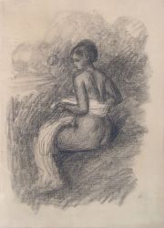 RENOIR. Desnudo femenino, litografa con sello a seco, abajo a la derecha.
