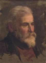Retrato de caballero con barba, leo, firmado.