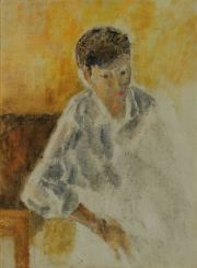 Miguel Diomede, leo sobre pastel Estudio femenino, 66 x 54