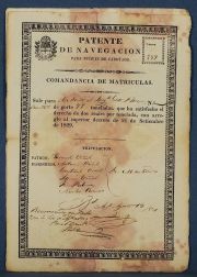 Impreso Patente de Navegacin para Buques de cabotaje, Bs.As. 19 de Agosto de 1831. Acompaa hoja con firmas. 1 pza
