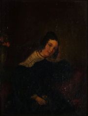 Retrato de Dama, leo sobre tela, inicialdo A.B. 24.5 x 19.2