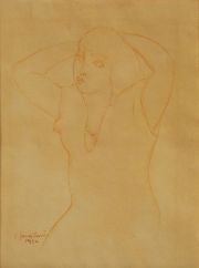 Gomez Cornet, Joven santiaguea, dibujo a sangunea, ao 1926, 27 x 20 cm