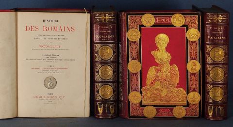 DURUY, Victor; HISTOIRE DES ROMAINS, Paris. Hachette, 1879. Importante encuadernacin en rojo. 4 Vol.