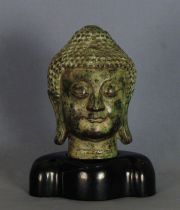 Cabeza de Budha, de bronce, hind (39)