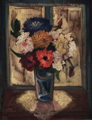 CHIAVETTI, Vaso con flores, leo sobre tela, firmado Chiavetti 61