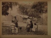 Samuel Rimath, 4 Albminas en 2 cart.: Rancho de Indios en el Chaco, Tomando Mate, Lago del Parque 3 de Feb. y Club Reg