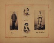 Fotografas en 1 cartn, circa 1880, dos de Caciques (Juan Catriel ?), hija de Cacique y China. Circa 1880.