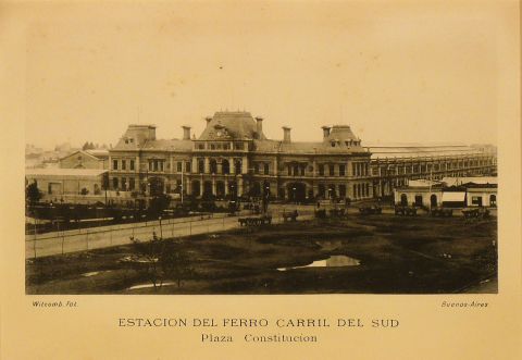 FOTOGRAFIA Witcomb. Estacin del Ferrocarril del Sud. Plaza Constitucin. Fototipia ao 1889.