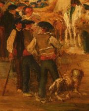 BALDOMERO GALOFRE Y GIMENEZ, FERIA, leo de 63 x 118 cm.c/factura de compra Gal. Velazquez ao 1958
