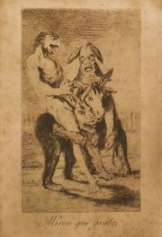 GOYA 'Miren que Grabes', grabado Ao 1799. De la Serie 'Los Caprichos', grabado. Col. J.C. Colombano.