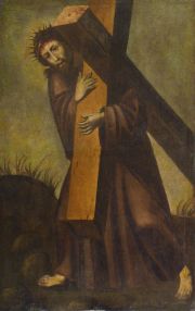 Cristo camino al calvario, leo s/tela. Cuzqueo, siglo XVIII