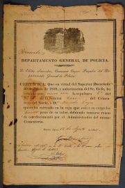 Departamento General de Polica, Venta deSepulturas del Cementerio del Norte. 1853. (14) Col. Juan C.Colombano. Fact. de