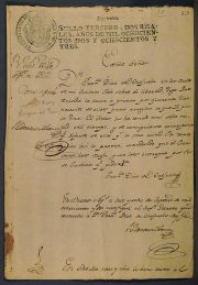 Virrey del Pino - Basavilbaso, escrito sobre libertad del Esclavo Jos propiedad de D.Fco.Diaz de Orejuela. 1802. Col.
