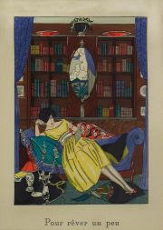 Pochoirs art dec publicados por 'La Guirlande'. Paris. 1920. 'Pour rver un peu' y otro sin leyenda. (nmeros 1 y 2 ) D