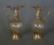 Dos jarras cristal y plata. (4)