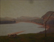 CASETTI, Vitorio 1891-1977 'Paisaje costero von ovejas', leo 90 x 75