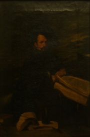 Estrada, Retrato de gentilhombre estudiando con su libro, leo sobre tela (tamao pequeo), firmado. .