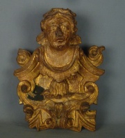 Dos tallas Retablo con cariatides, madera dorada -433-