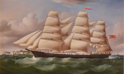 R.B.Spencer, Fragata inglesa, leo. 50 x 70 cm. 