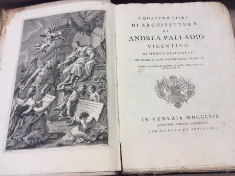 Palladio, Andrea, I QUATTrO LIBRI DI ARCHITETTURA, Venecia 1769, 1 libro con 39 grabados mas uno tomado de Tiziani por