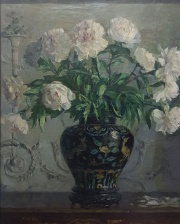Vaso con flores oleo de M. Lobre