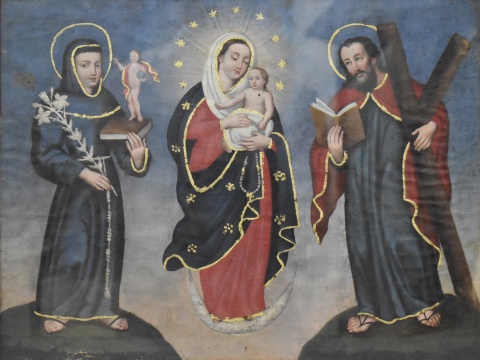 Annimo Virgen Mara con el Nio y dos Santos -200-