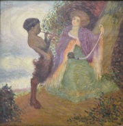 Ninfa y Fauno, leo Hanns Pellar 1909. 50 x 50