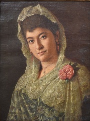 Mujer con Mantilla, leo de R. Torres 54 x 43 cm