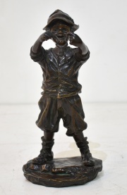 Poitivin, Nio con rana, escultura de bronce