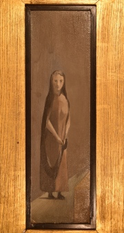 Figura. leo de Juan Batlle Planas. mide 33 x 10 cm. Sin firma.
