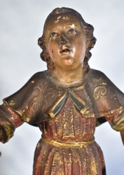 Jesús Niño, talla de madera policromada. Faltantes. Alto: 28 cm