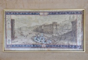 Piazza di Spagna, pintura, probablemente sobre pergamino. Desperfectos. Mide: 19 x 37 cm