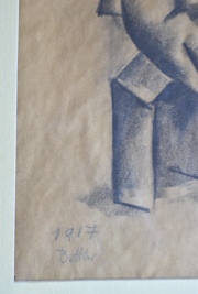 Otto Dix, Pordiosero (Bettler), dibujo a la carbonilla. Mide: 40 x 38,5 cm.