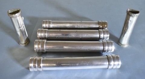 Conjunto de 6 pasadores cilíndricos de plata (4-2) Peso: 544 gr.