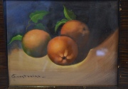 Frutas, pintura de Arturo Guastavino, enmarcada. Mide: 19 x 23 cm.