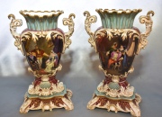 Par de vasos isabelinos grandes de porcelana. Mínimo restauro. Alto: 35 cm. 179