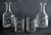Dos botellones y dos vasos de vidrio. 4 Piezas 91