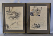 Ch. Fouqueray. Seis litografías en colores francesas. Un vidrio rajado. Miden: 30 x 22 cm. 320