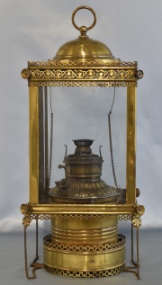 Gran Farol de bronce Miller de colgar. Alto: 45 cm. -250