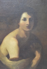 San Juan Bautista, óleo sobre tela reentelado. Mide: 74 x 57 cm.