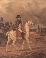 Kratke, Napoleón a caballo, óleo s/ tabla. Marco c/avs.
