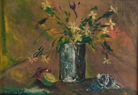 Sosa Cordero, Vaso c/flores, óleo, 35 x 50 cm.